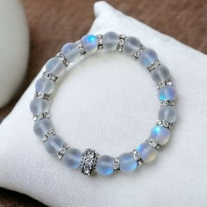 Handmade Opalescent Aroura Glass Beaded Bracelet | New without tag